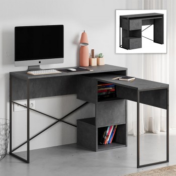 Γραφείο εργασίας πολυμορφικό Badau Megapap χρώμα γκρι ρετρό 110x37,2x77εκ.