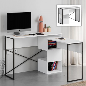 Polymorphic work desk Badau Megapap made of melamine color white 110x37.2x77cm.