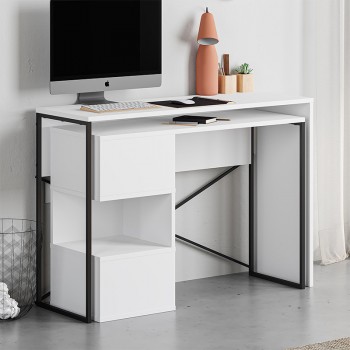 Polymorphic work desk Badau Megapap made of melamine color white 110x37.2x77cm.