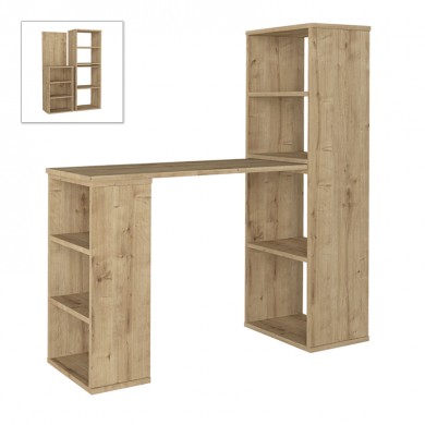 Last Megapap polymorphic work desk made of melamine in sapphire oak color 119x44.7x123cm.