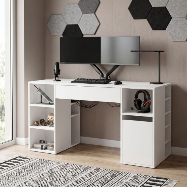 Pontus Megapap melamine desk in white color 145x60x74,4cm.