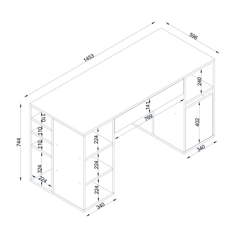 Pontus Megapap melamine desk in white color 145x60x74,4cm.