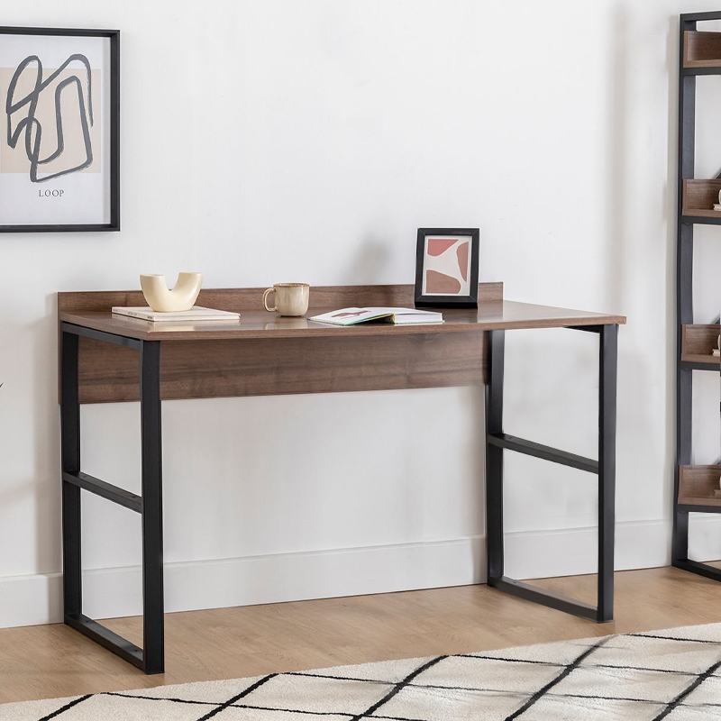 Rana Megapap metal - melamine study desk in walnut - black color 120x60x78.8cm.