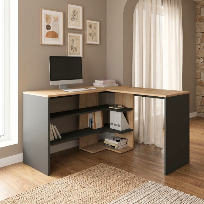 Stylo Megapap melamine desk in sapphire - anthracite color 120x120x73,8cm.