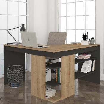 Stylo Megapap melamine desk in sapphire - anthracite color 120x120x73,8cm.