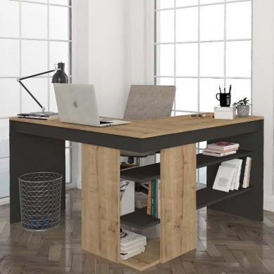 Stylo Megapap melamine desk in sapphire - anthracite color 120x120x73,8cm.