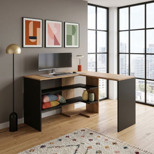 Stylo Megapap melamine desk in sapphire - anthracite color 120x120x73,8cm.