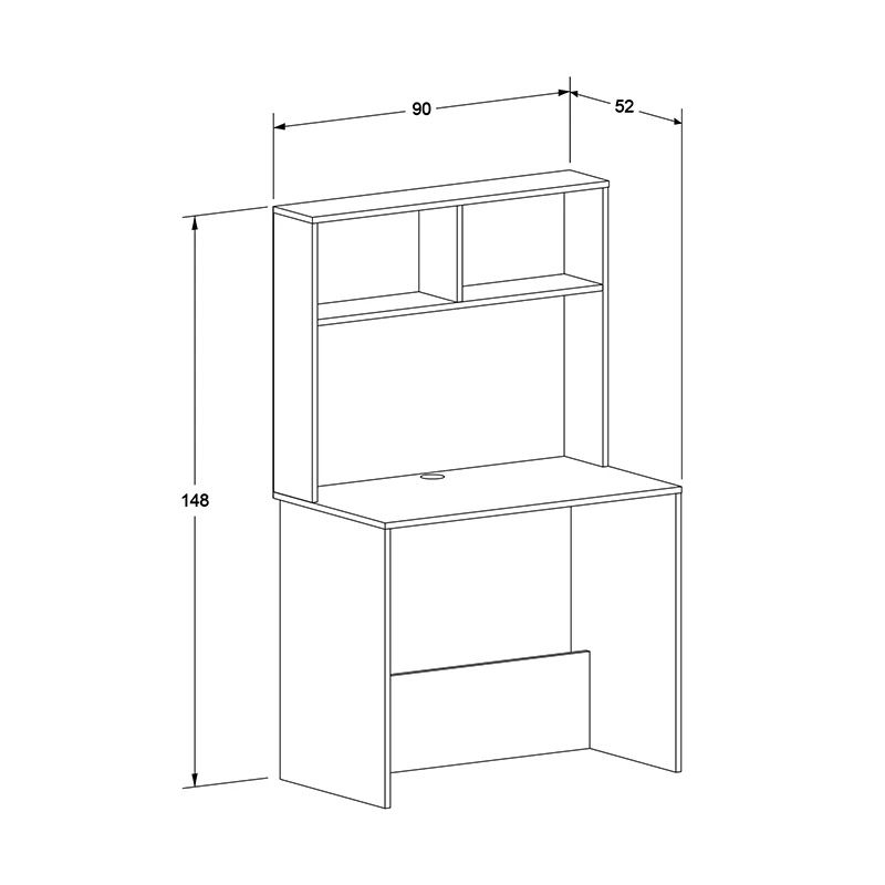 Trendline Megapap melamine study desk in white color 90x52x148cm.