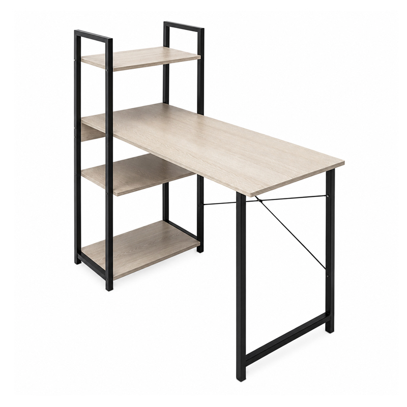 PC Metal Desk (4 shelves) 90x40x73/110cm Black/Maple