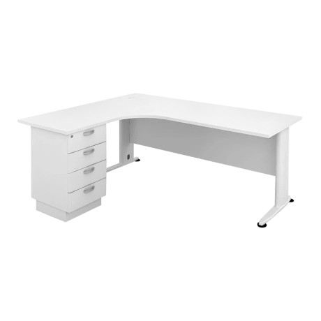Γραφείο Superior Compact αριστερή γωνία χρώμα λευκό 180x150x75εκ.