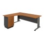 Superior Compact melamine left corner officein dark grey - cherry color 180x70x75cm.