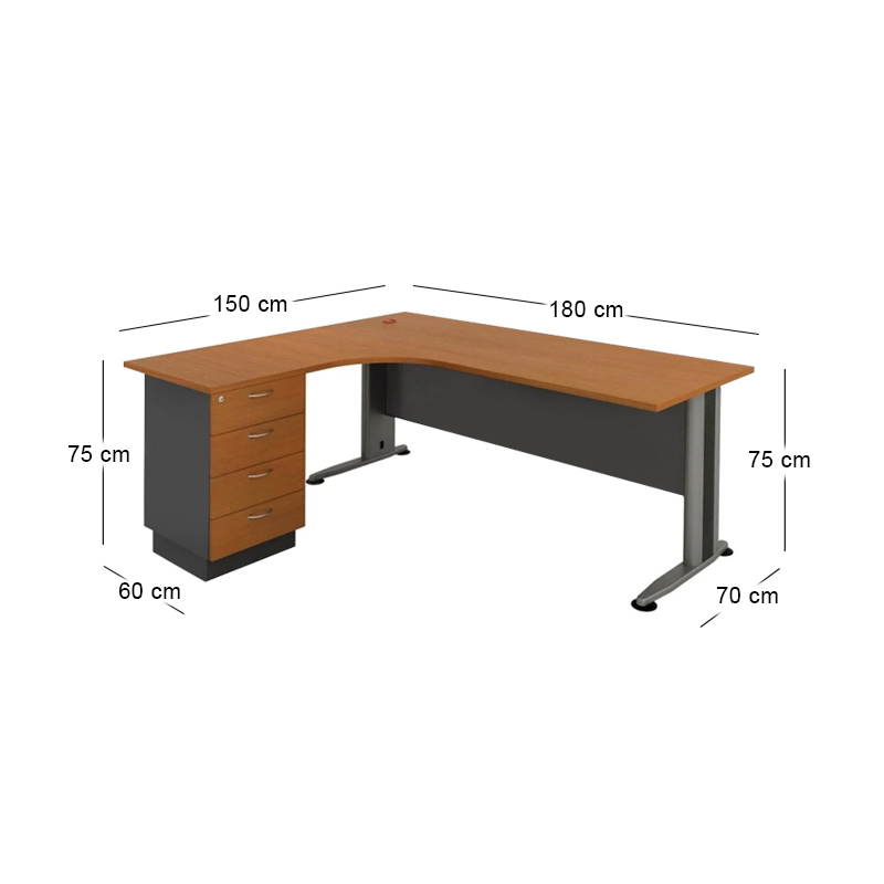 Desk (Left) SUPERIOR COMPACT 180x70/150x60cm DG/Cherry