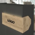 Aloha Megapap melamine welcome desk - reception with LED in anthracite - sepet oak color 95,5x40x110.3cm.