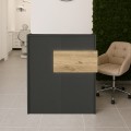 Aloha Megapap melamine welcome desk - reception with LED in anthracite - sepet oak color 95,5x40x110.3cm.