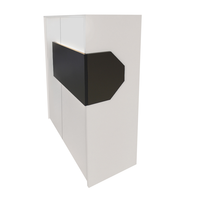 Aloha Megapap melamine welcome desk - reception with LED in white - anthracite color 95,5x40x110.3cm.