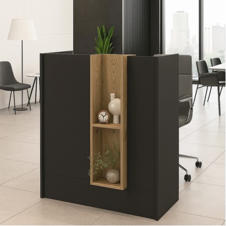 Γραφείο υποδοχής - reception Bonveno Megapap χρώμα ανθρακί - sepet oak 90x43,2x110εκ.