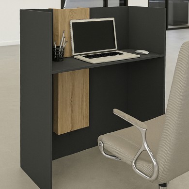 Bonveno Megapap melamine welcome desk - reception in  anthracite - sepet oak color 90x43.2x110cm.