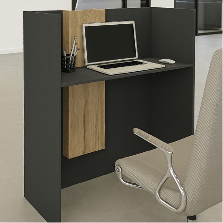 Γραφείο υποδοχής - reception Bonveno Megapap χρώμα ανθρακί - sepet oak 90x43,2x110εκ.