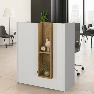 Bonveno Megapap melamine welcome desk - reception in  white - sepet oak color 90x43.2x110cm.