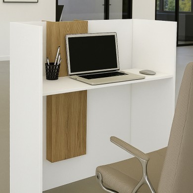 Bonveno Megapap melamine welcome desk - reception in  white - sepet oak color 90x43.2x110cm.