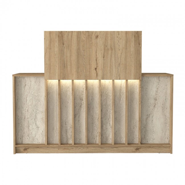 Γραφείο υποδοχής - reception Davis Megapap με LED χρώμα sepet oak - travertine 150x41,8x115εκ.