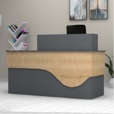 Dustin Megapap melamine reception desk in anthracite - oak color 160x60x101.8cm.
