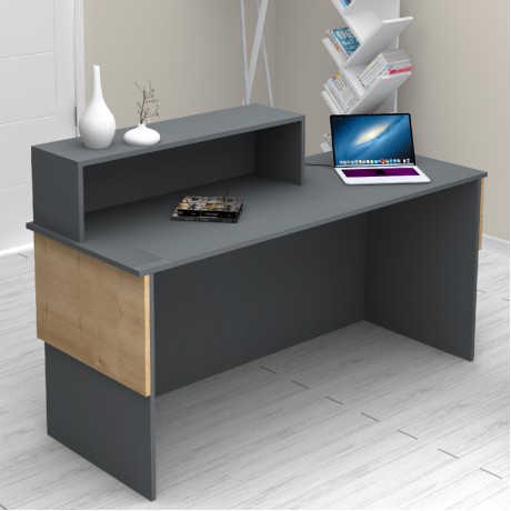Dustin Megapap melamine reception desk in anthracite - oak color 160x60x101.8cm.