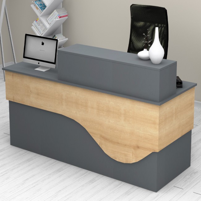 Γραφείο υποδοχής - reception Dustin Megapap χρώμα ανθρακί - φυσικό οξιάς 160x60x101,8εκ. Γραφείο υποδοχής - reception Dustin Megapap χρώμα ανθρακί - φυσικό οξιάς 160x60x101,8εκ.