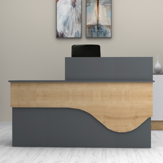 Γραφείο υποδοχής - reception Dustin Megapap χρώμα ανθρακί - φυσικό οξιάς 160x60x101,8εκ. Γραφείο υποδοχής - reception Dustin Megapap χρώμα ανθρακί - φυσικό οξιάς 160x60x101,8εκ.