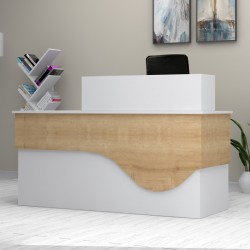 Γραφείο υποδοχής - reception Dustin Megapap χρώμα λευκό - φυσικό οξιάς 160x60x101,8εκ. Γραφείο υποδοχής - reception Dustin Megapap χρώμα λευκό - φυσικό οξιάς 160x60x101,8εκ.