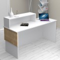Dustin Megapap melamine reception desk in white - oak color 160x60x101.8cm.