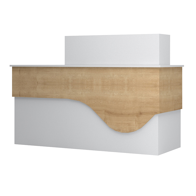 Dustin Megapap melamine reception desk in white - oak color 160x60x101.8cm.