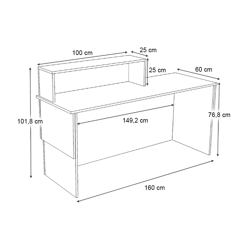 Dustin Megapap melamine reception desk in white - oak color 160x60x101.8cm.