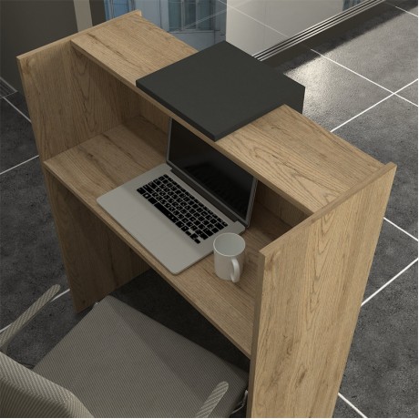 Hola Megapap melamine welcome desk - reception in sepet oak - anthracite color 93.6x45.2x110.3cm.