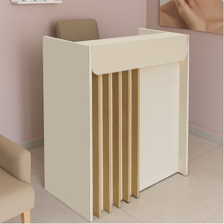 Γραφείο υποδοχής - reception Karibu Megapap με LED χρώμα sandstone - sepet oak 90x40x100εκ.