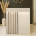 Karibu Megapap melamine welcome desk - reception with LED in sandstone - sepet oak color 90x40x100cm.