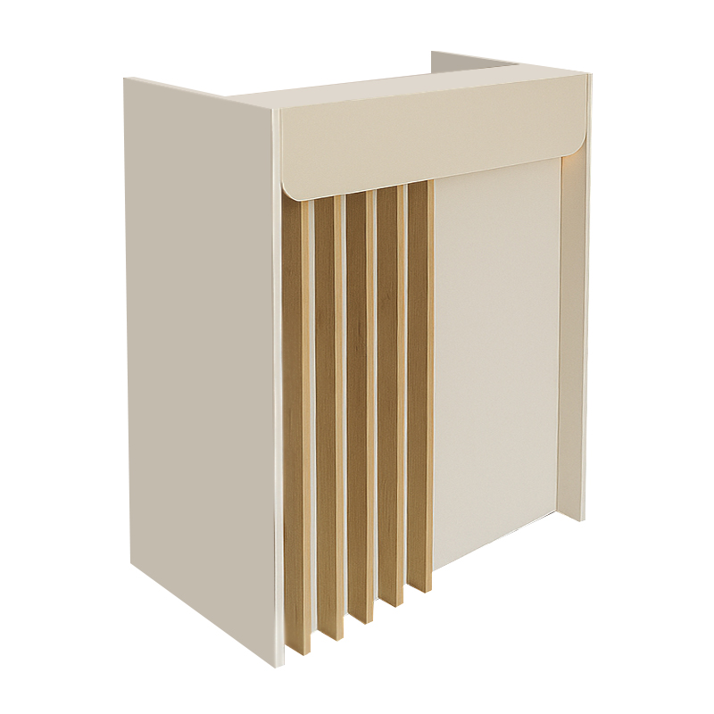 Karibu Megapap melamine welcome desk - reception with LED in sandstone - sepet oak color 90x40x100cm.