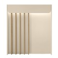 Karibu Megapap melamine welcome desk - reception with LED in sandstone - sepet oak color 90x40x100cm.