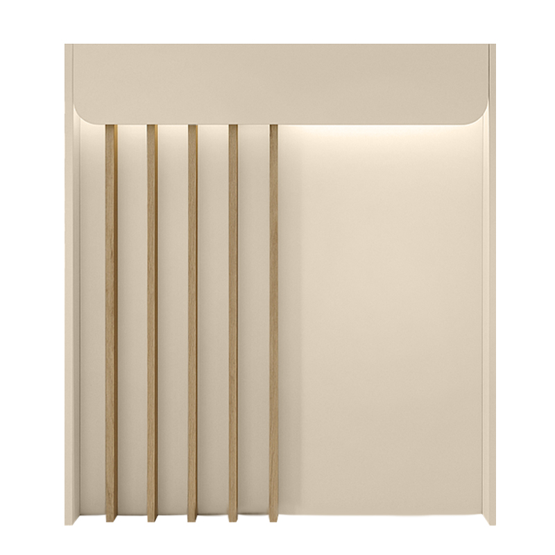 Karibu Megapap melamine welcome desk - reception with LED in sandstone - sepet oak color 90x40x100cm.