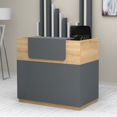 Lemmon Megapap melamine reception office in oak - anthracite color 120x70x110cm.