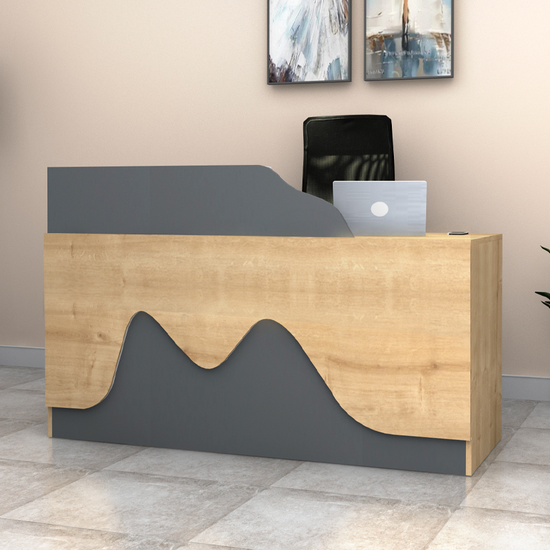 Lione Megapap melamine reception desk in oak - anthracite color 160x60x100cm.