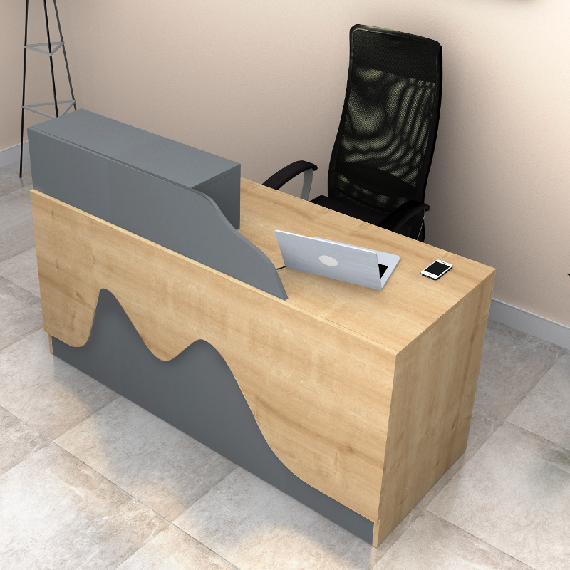 Lione Megapap melamine reception desk in oak - anthracite color 160x60x100cm.