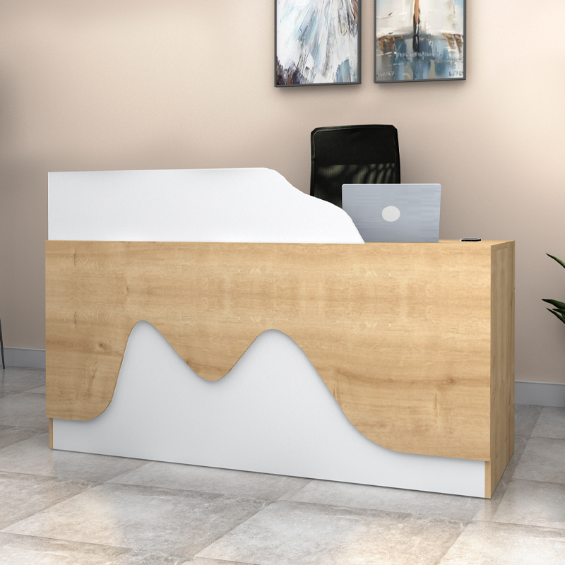 Lione Megapap melamine reception desk in oak - white color 160x60x100cm.