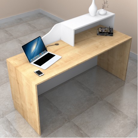 Lione Megapap melamine reception desk in oak - white color 160x60x100cm.