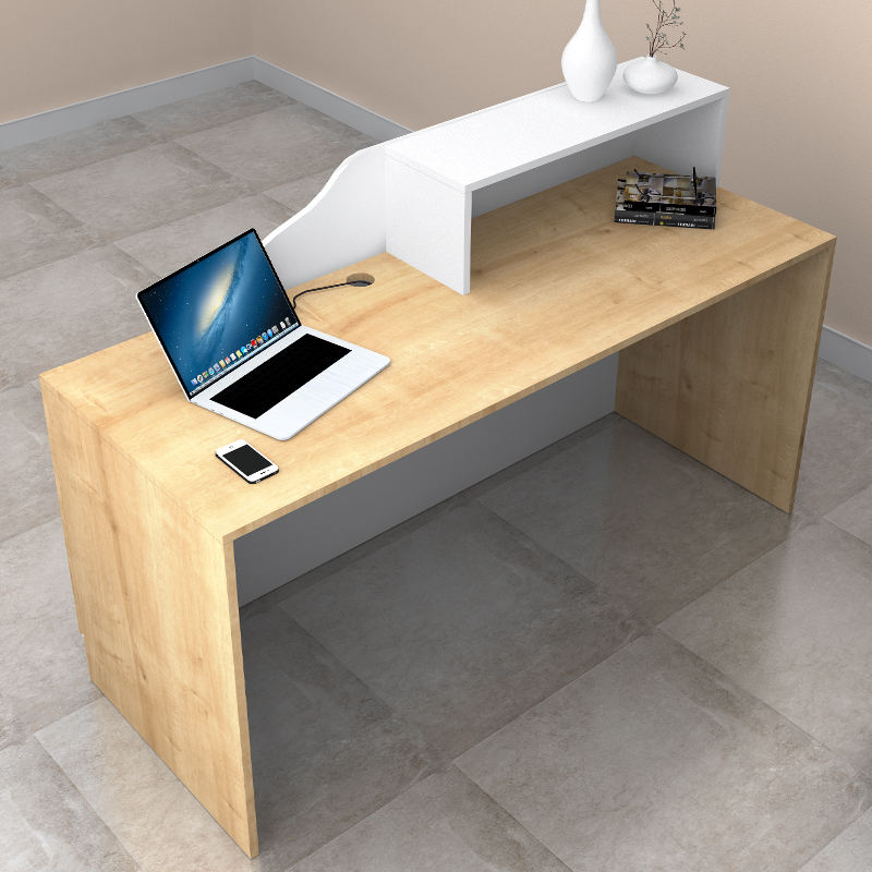 Lione Megapap melamine reception desk in oak - white color 160x60x100cm.