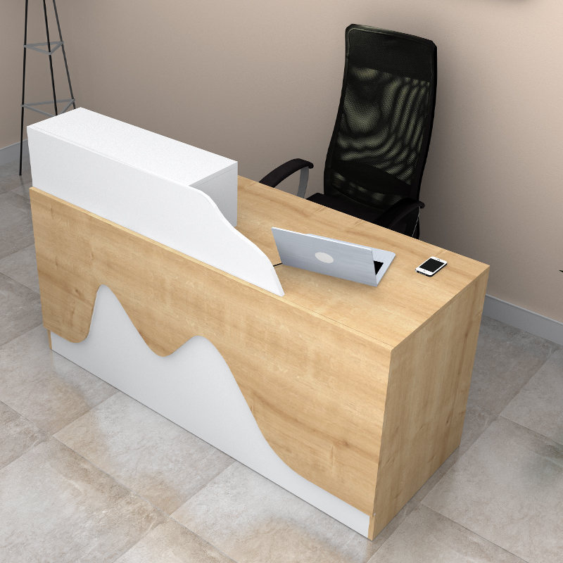 Lione Megapap melamine reception desk in oak - white color 160x60x100cm.