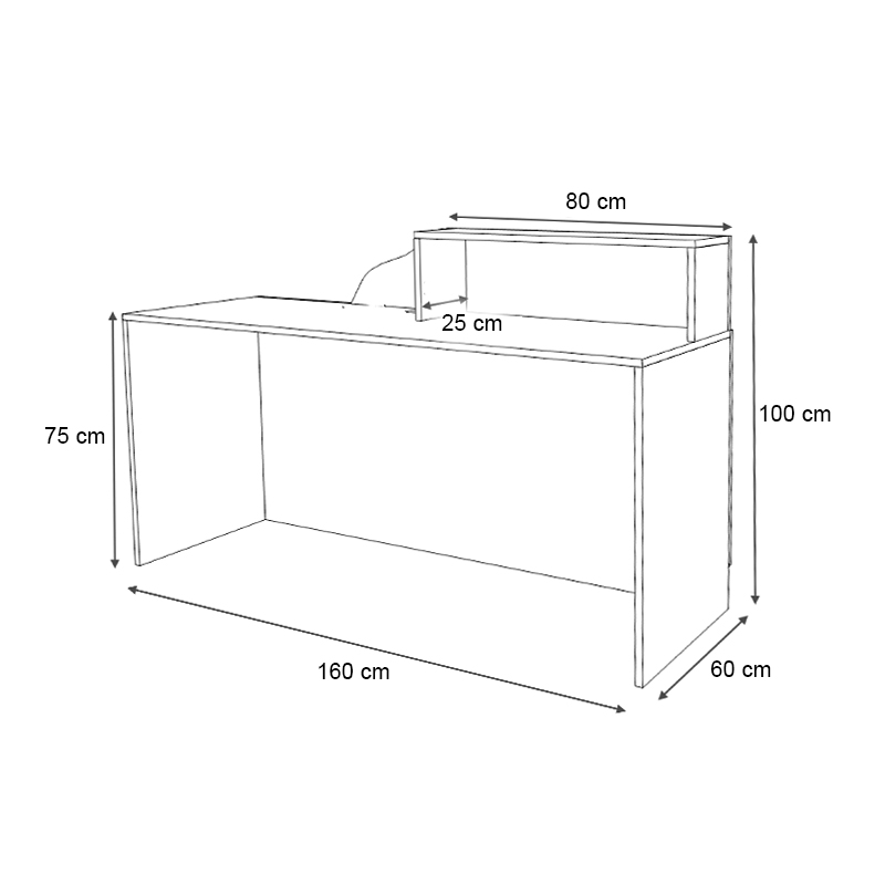 Lione Megapap melamine reception desk in oak - white color 160x60x100cm.