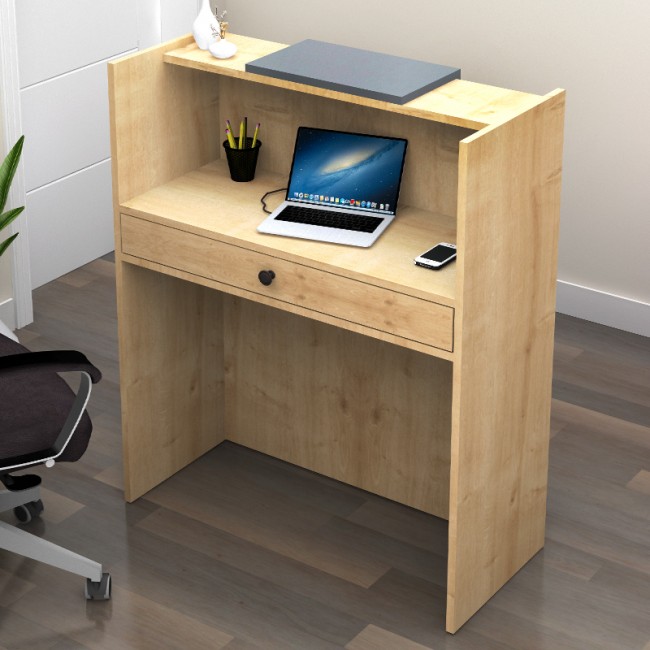 Γραφείο υποδοχής - reception Mezzo Megapap χρώμα φυσικό οξιάς - ανθρακί 90x40x110εκ. Γραφείο υποδοχής - reception Mezzo Megapap χρώμα φυσικό οξιάς - ανθρακί 90x40x110εκ.