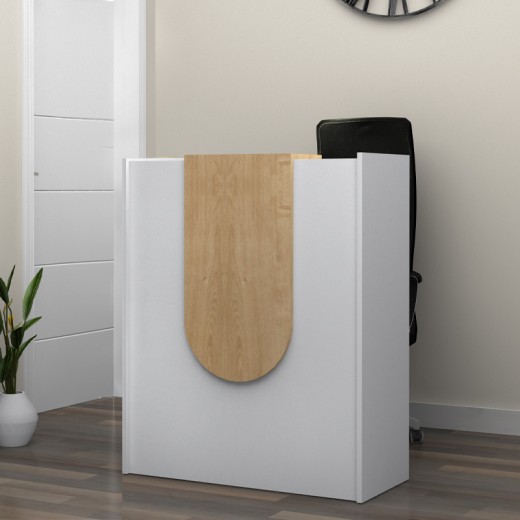 Γραφείο υποδοχής - reception Mezzo Megapap χρώμα λευκό - φυσικό οξιάς 90x40x110εκ. Γραφείο υποδοχής - reception Mezzo Megapap χρώμα λευκό - φυσικό οξιάς 90x40x110εκ.