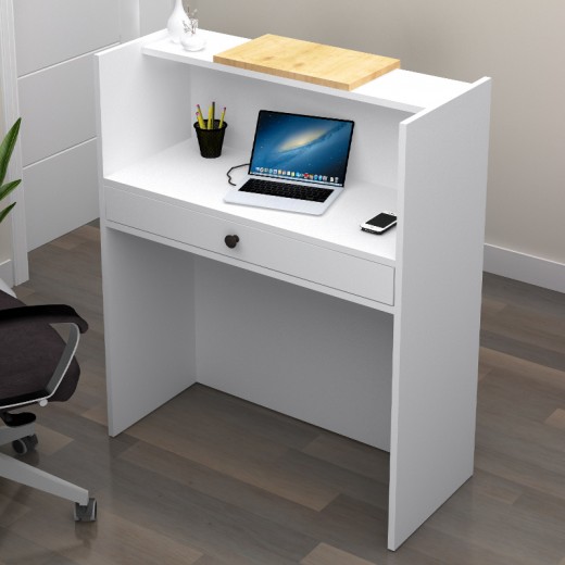 Γραφείο υποδοχής - reception Mezzo Megapap χρώμα λευκό - φυσικό οξιάς 90x40x110εκ. Γραφείο υποδοχής - reception Mezzo Megapap χρώμα λευκό - φυσικό οξιάς 90x40x110εκ.